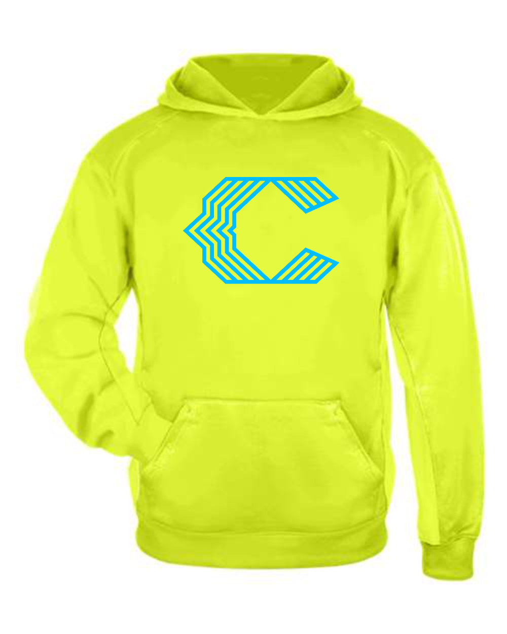 Chesire Reds Badger Youth Performance Fleece Hooded Sweatshirt (Safety Yellow)