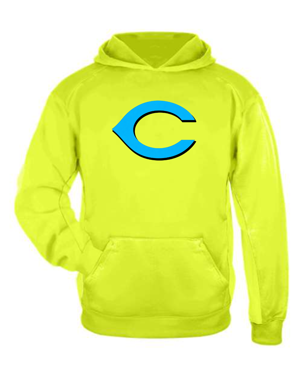 Chesire Reds Badger Youth Performance Fleece Hooded Sweatshirt (Safety Yellow)