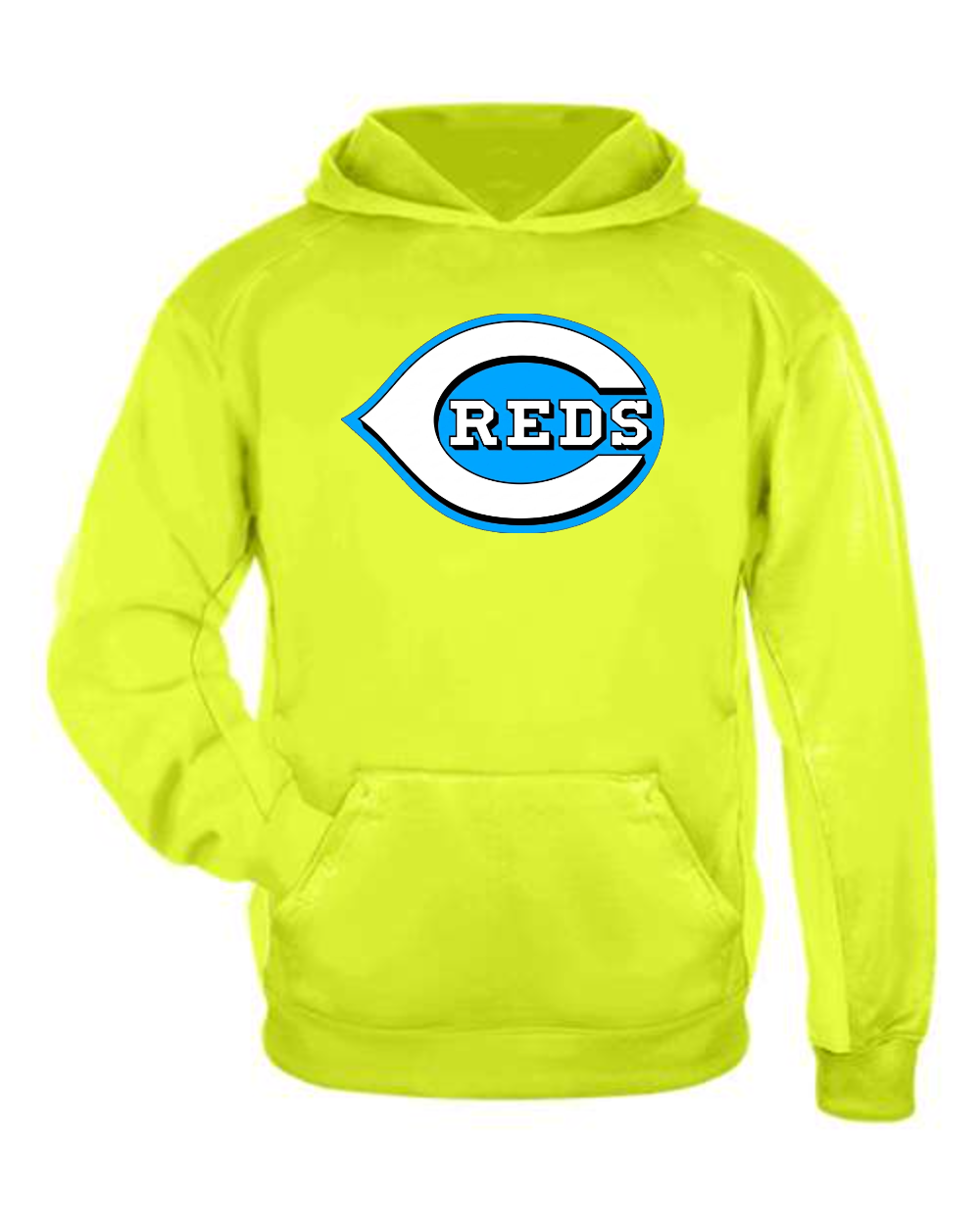 Chesire Reds Badger Youth Performance Fleece Hooded Sweatshirt (Safety Yellow)
