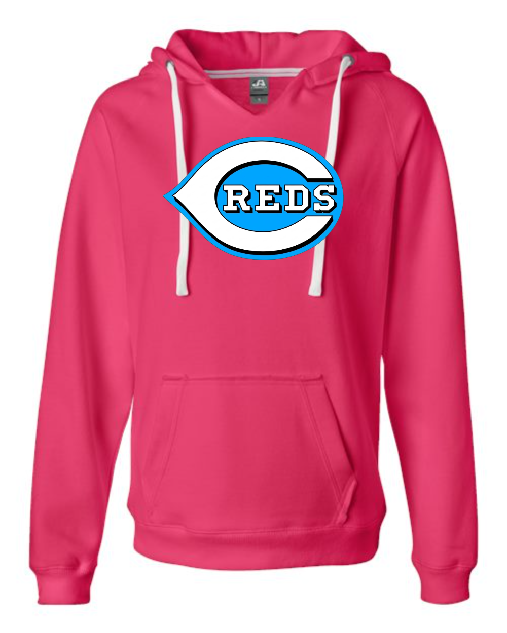 Chesire Reds J. America 8836 Women's Sueded V-Neck Hooded Sweatshirt (Wildberry)