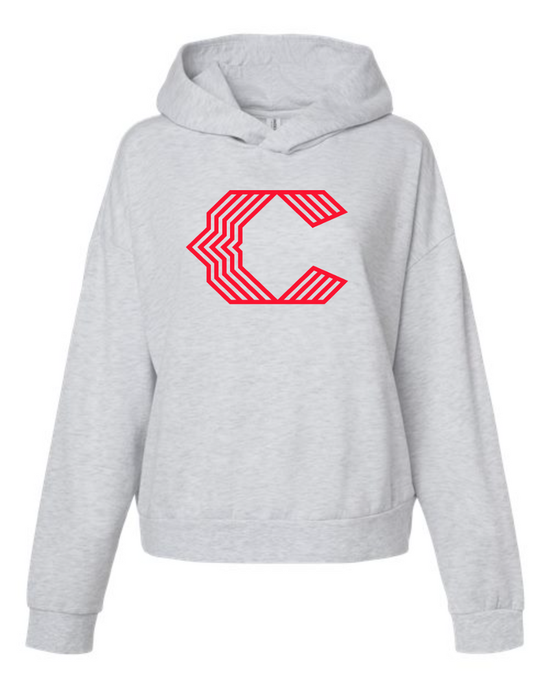 Chesire Reds Independent Trading Co. PRM2600 Women's California Wave Wash Sunday Hooded Sweatshirt (Ash Heather)