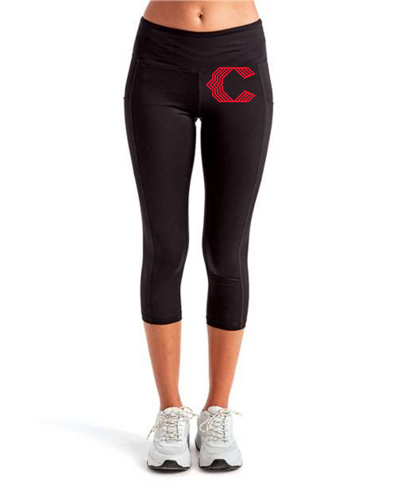 Chesire Reds TriDri Women's Performance Calf-Length Leggings (Black)