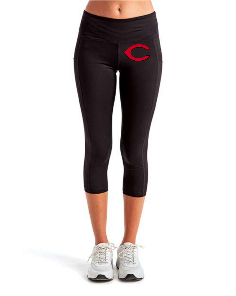 Chesire Reds TriDri Women's Performance Calf-Length Leggings (Black)