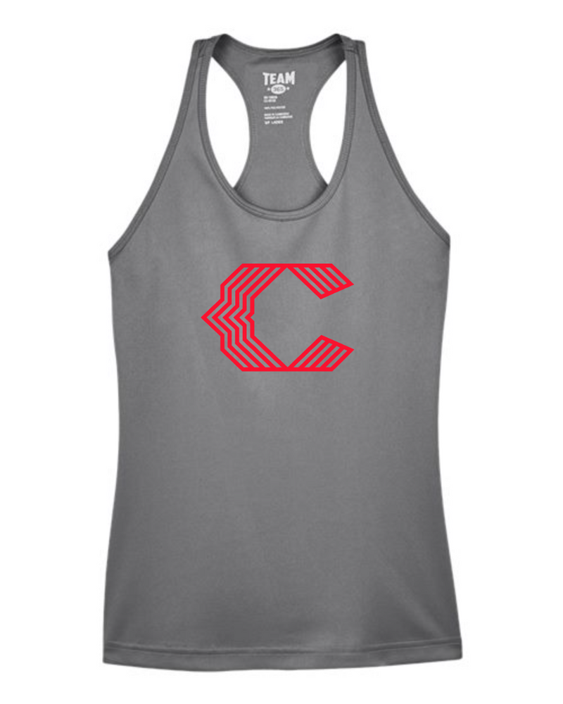 Chesire Reds Team 365 Women's Zone Performance Racerback Tank (Sport Graphite)