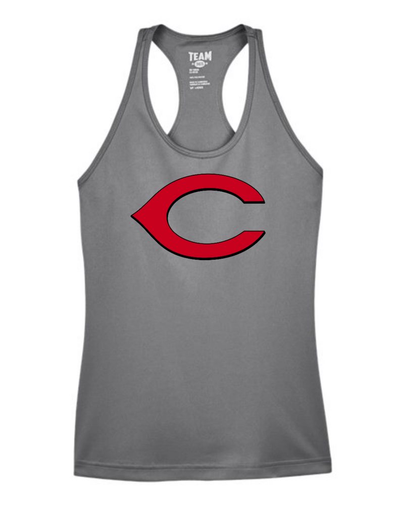 Chesire Reds Team 365 Women's Zone Performance Racerback Tank (Sport Graphite)