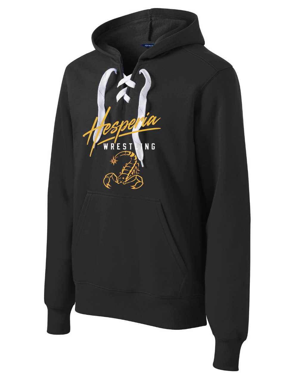 Hesperia Wrestling Sport-Tek Lace Up Pullover Hooded Sweatshirt (Black)