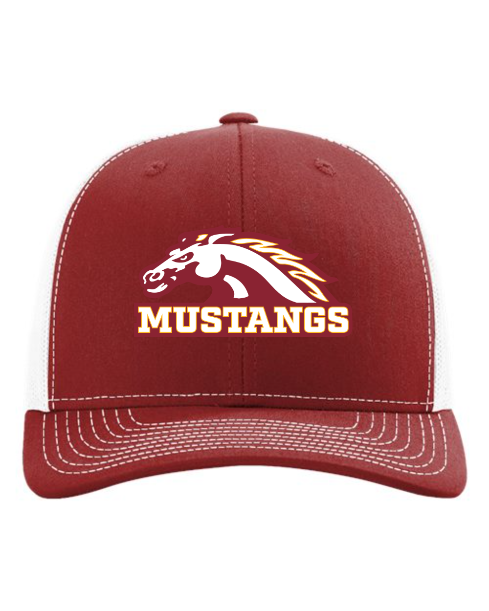 PCM Mustangs Richardson 112 Snapback Trucker Cap. 112 (Cardinal/ White)