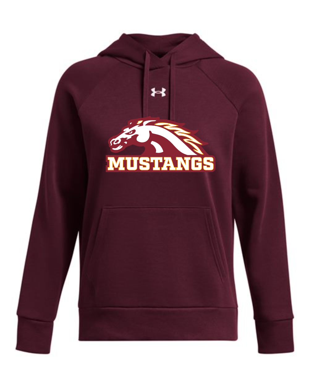 PCM Mustangs Under Armour Women's Rival Fleece Hooded Sweatshirt (Maroon/ White)