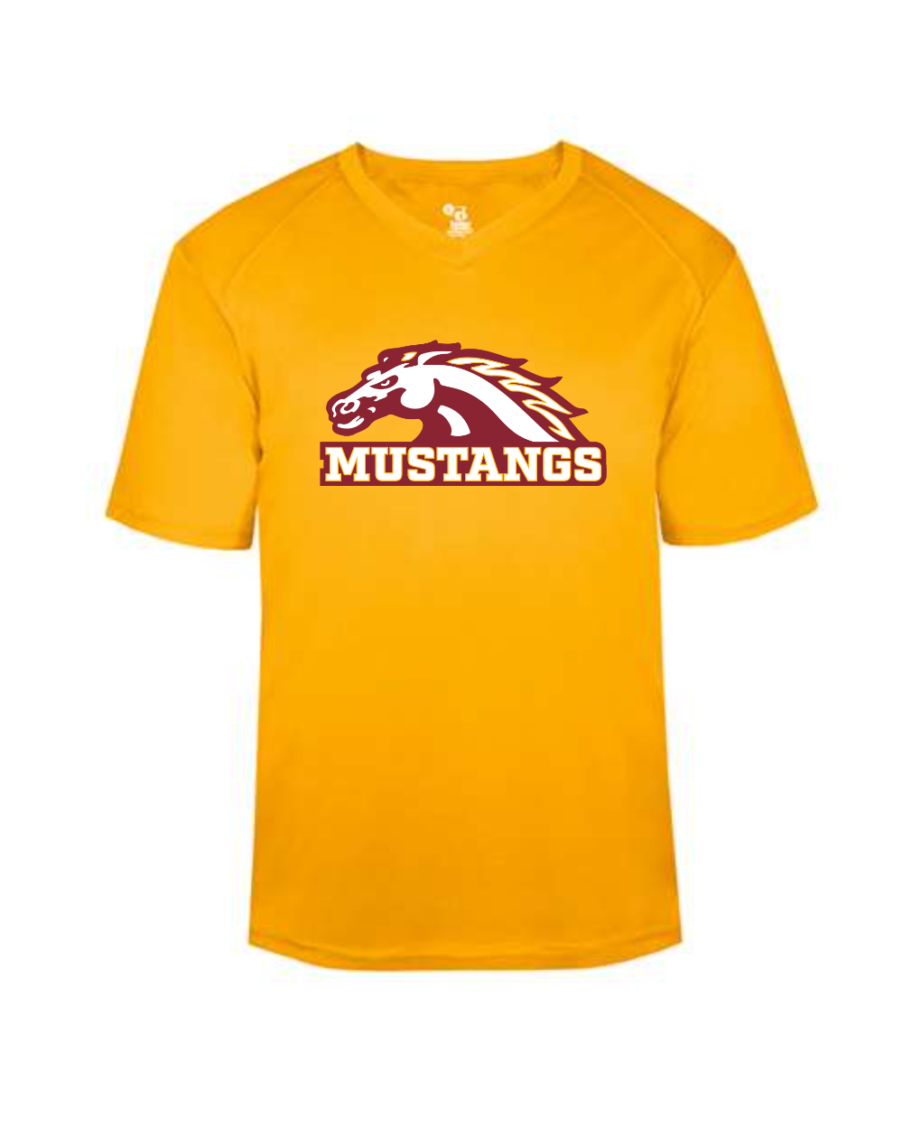 PCM Mustangs Badger Youth B-Core V-Neck T-Shirt (Gold)