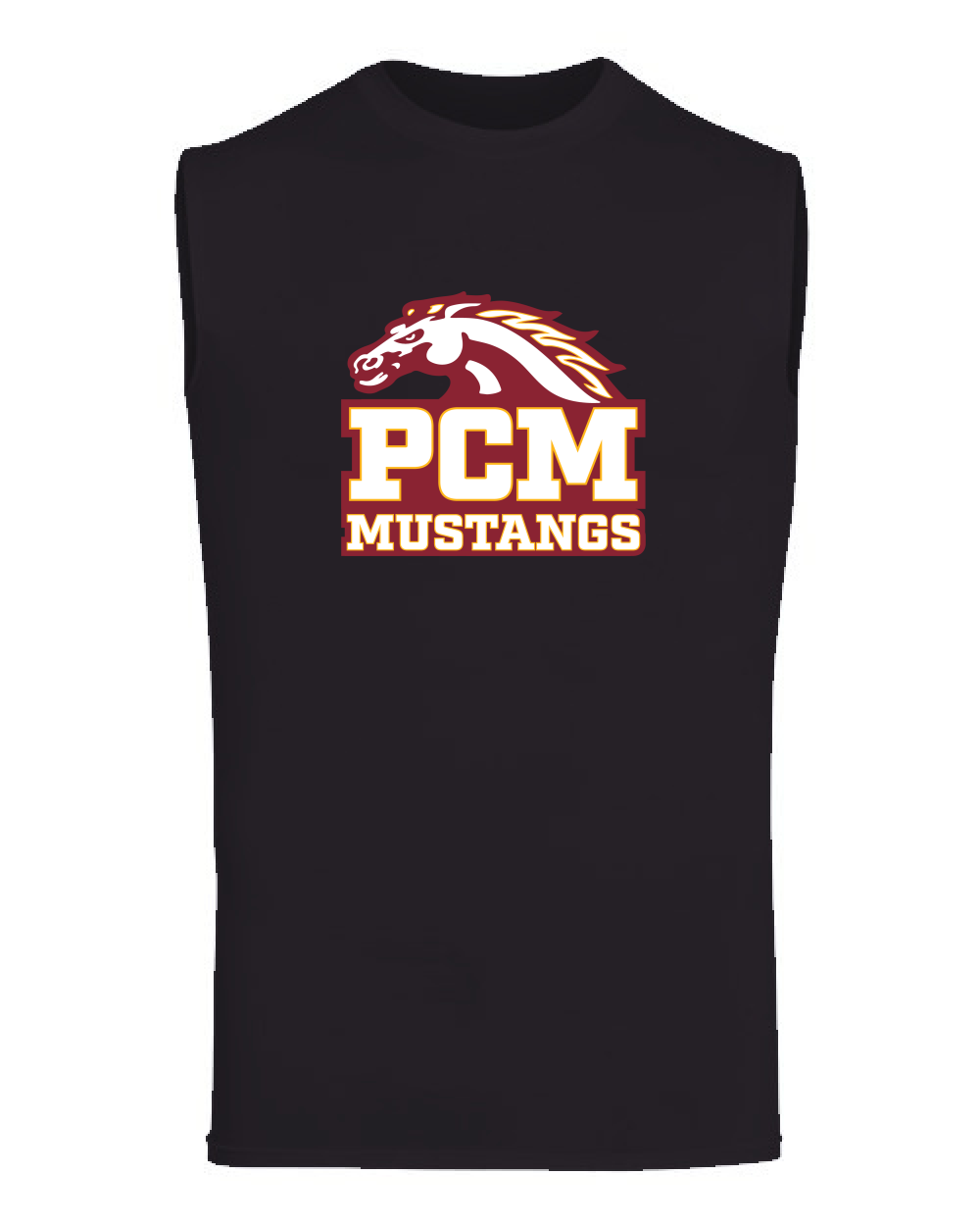 PCM Mustangs Augusta Sportswear 2602 Unisex Hyperform Sleeveless Compression Shirt (Black)
