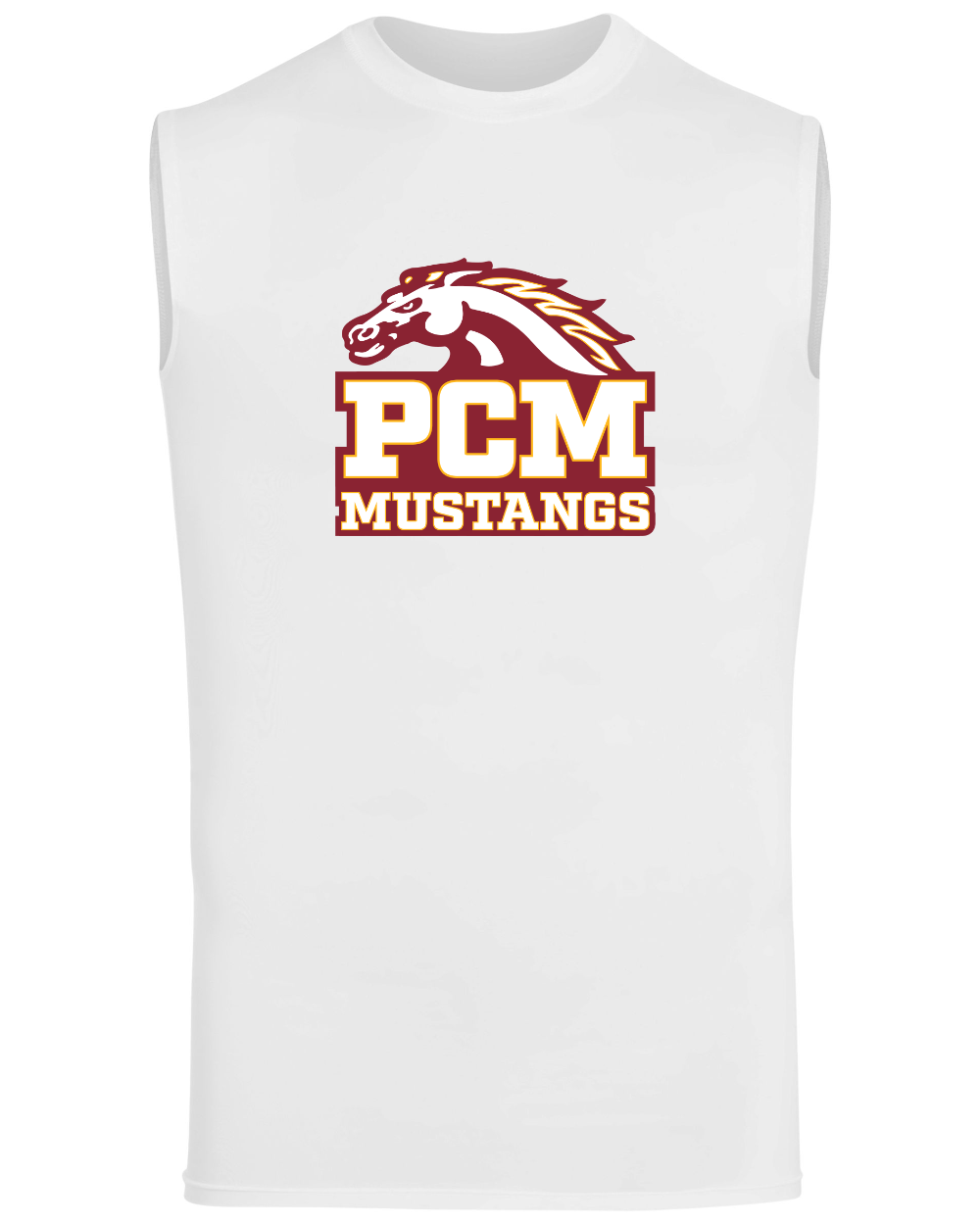 PCM Mustangs Augusta Sportswear 2603 Youth Hyperform Sleeveless Compression Shirt (White)