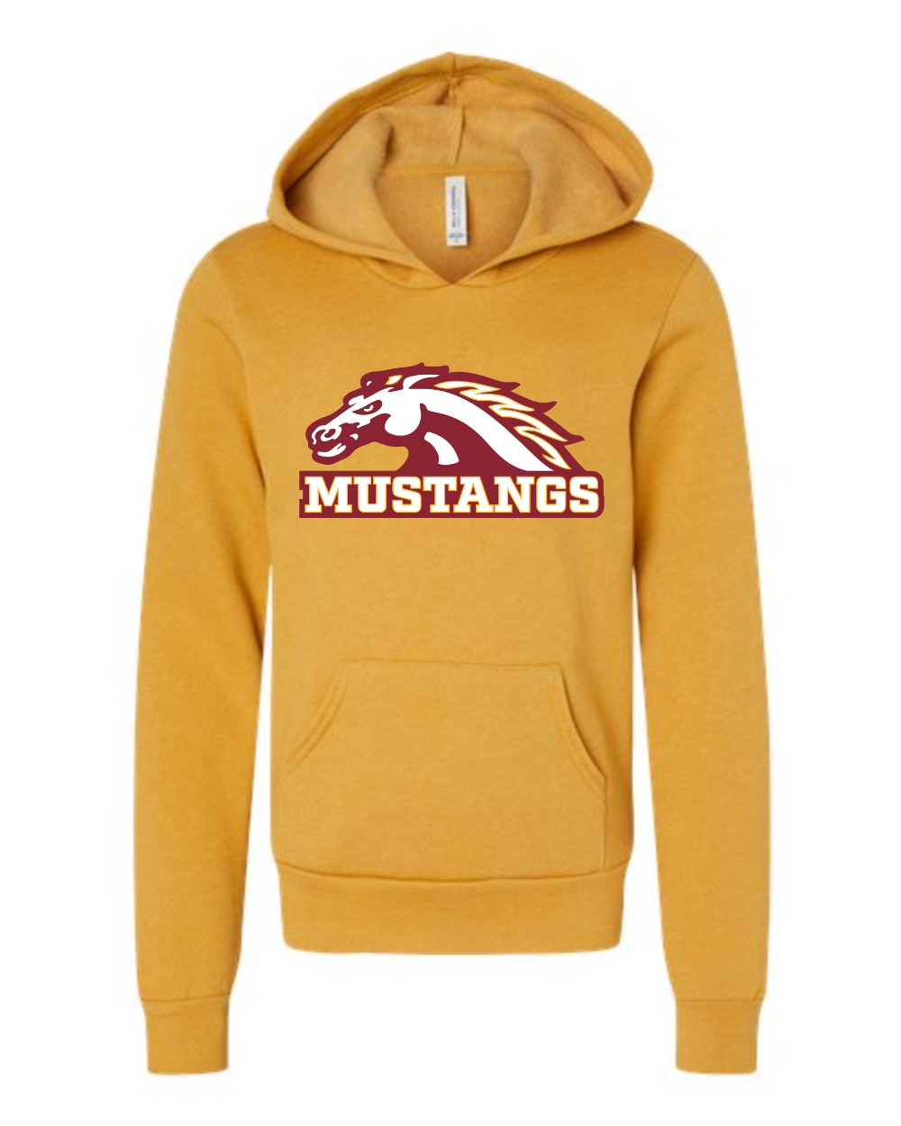PCM Mustangs BELLA + CANVAS Youth Sponge Fleece Hoodie Sweatshirt (Heather Mustard)