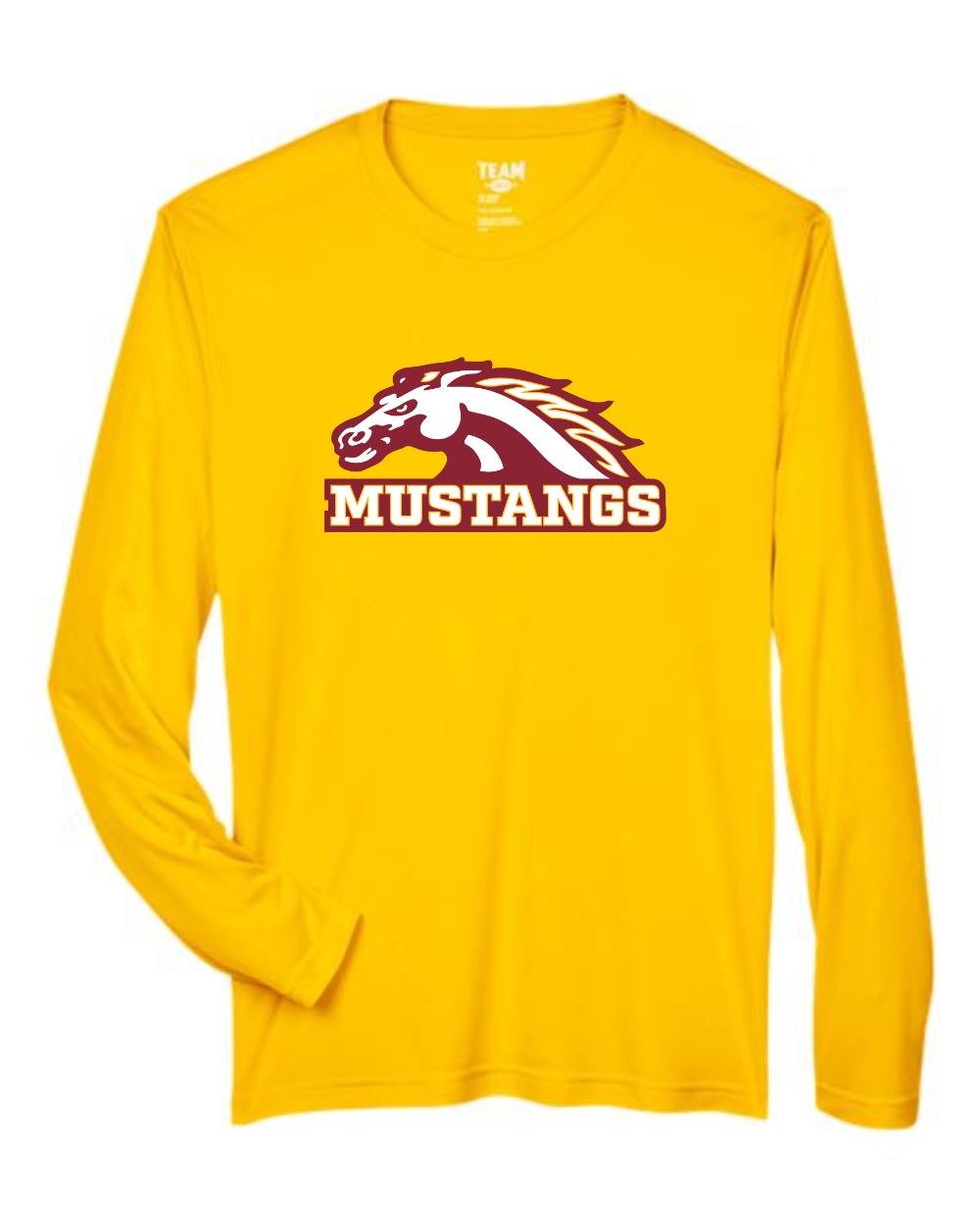 PCM Mustangs Team 365 Men's Zone Performance Long Sleeve T-Shirt (Sport Athletic Gold)