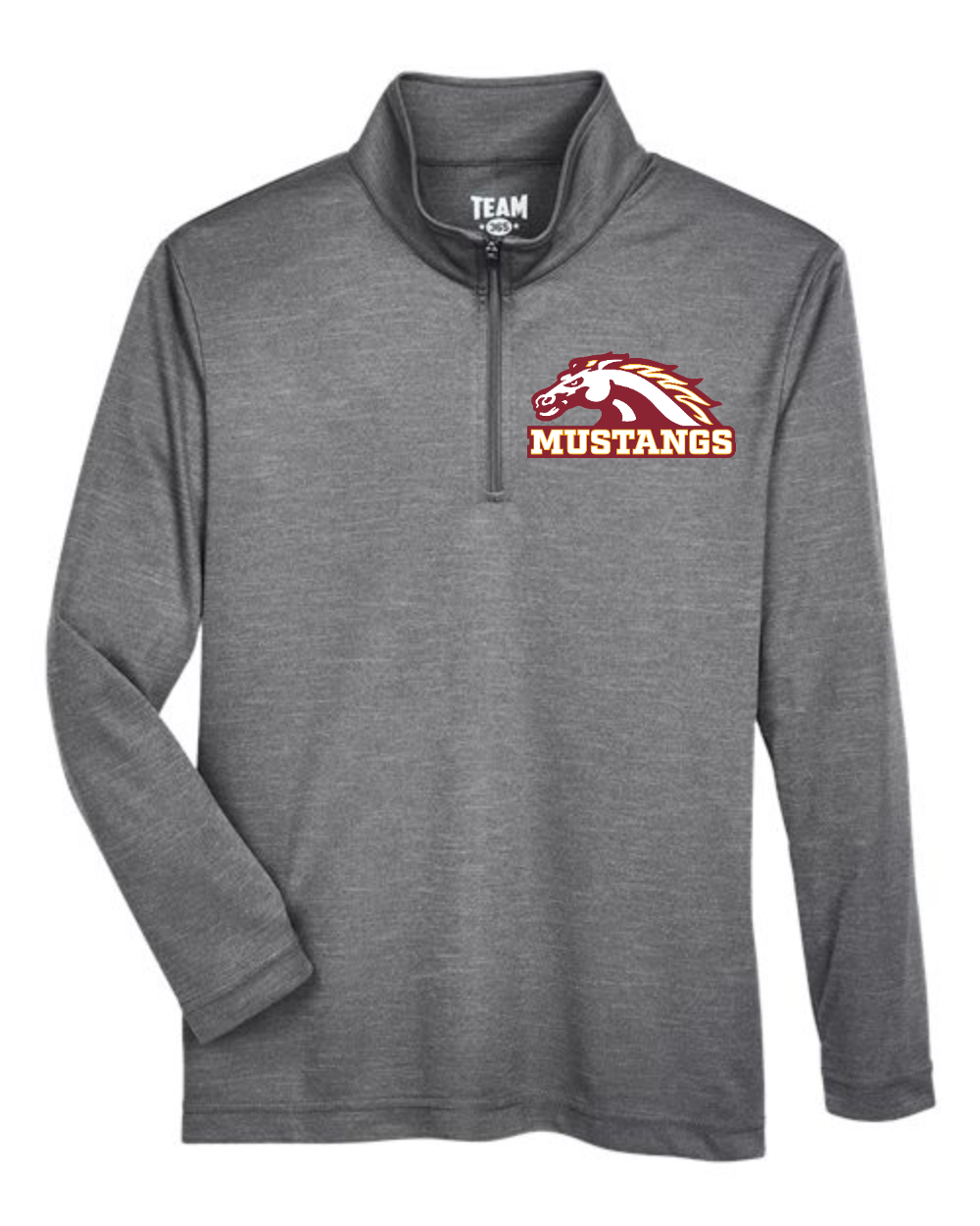 PCM Mustangs Team 365 Youth Zone Sonic Heather Performance Quarter-Zip Pullover (Dark Grey Heather)