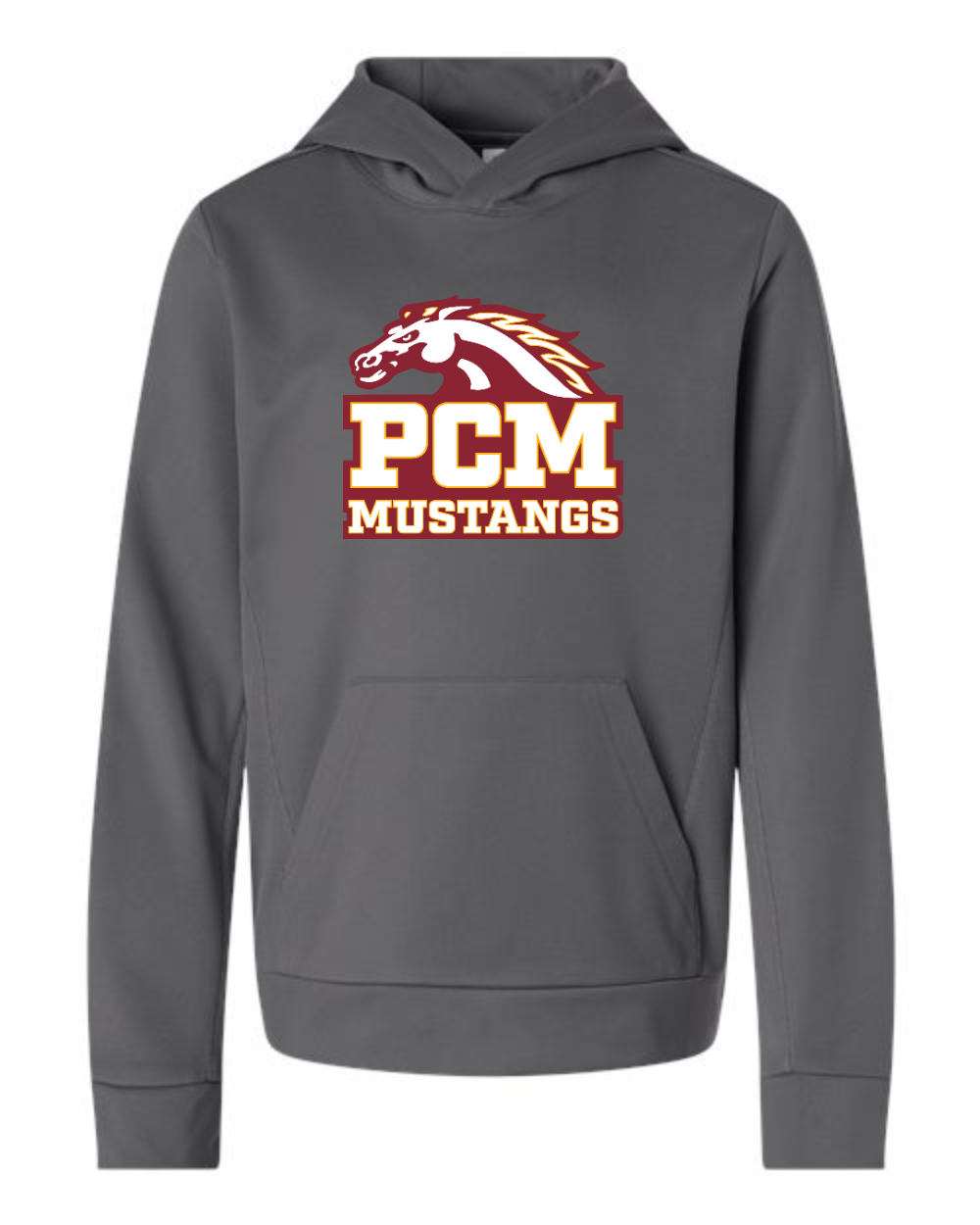 PCM Mustangs Team 365 Youth Squad Hooded Tech Fleece Pullover (Sport Graphite)