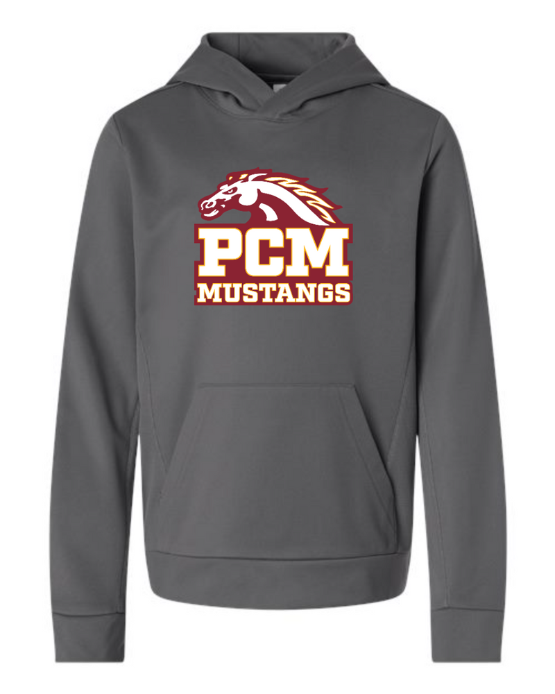 PCM Mustangs Team 365 Youth Squad Hooded Tech Fleece Pullover (Sport Graphite)