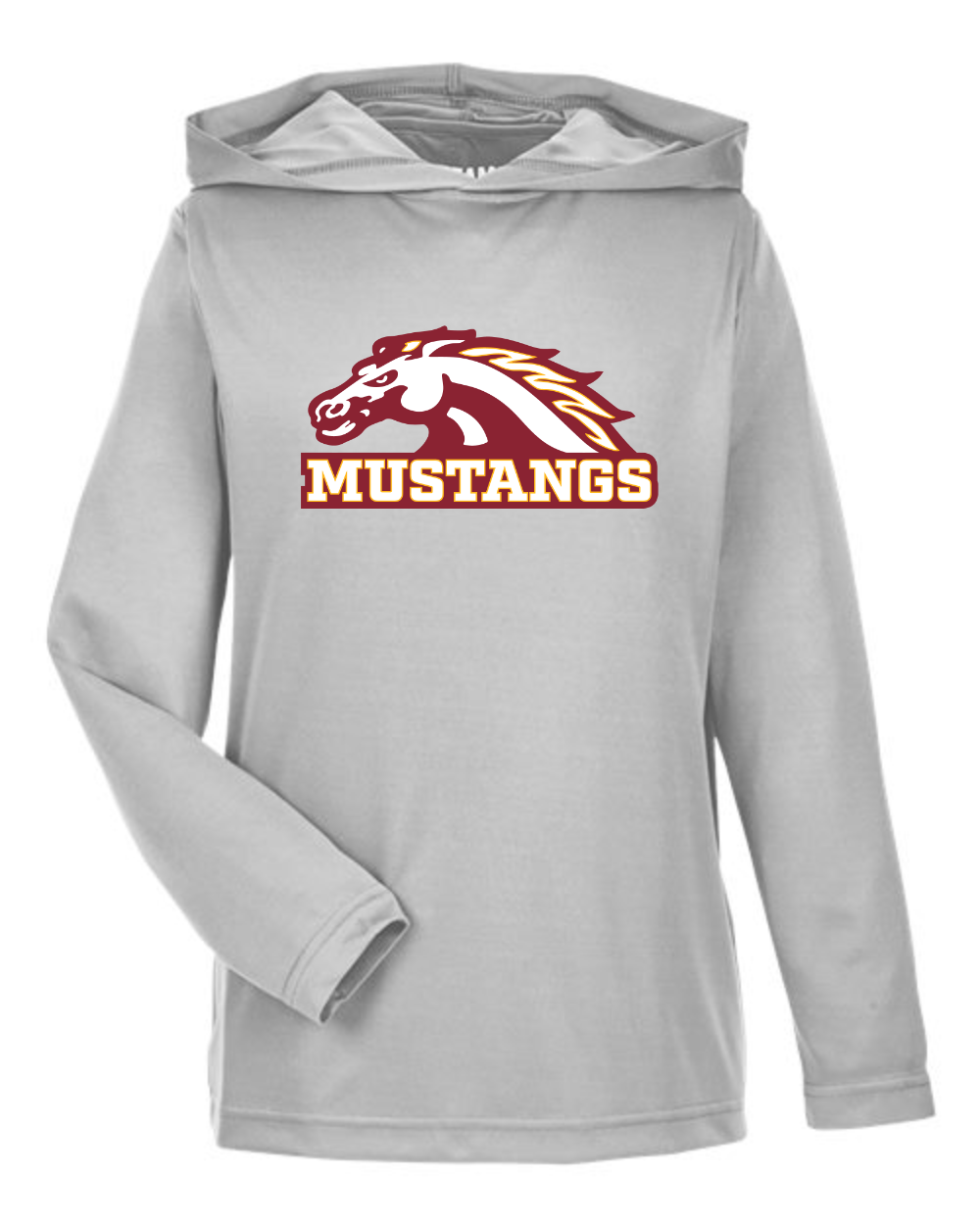 PCM Mustangs Team 365 Youth Zone Performance Hooded T-Shirt (Sport Silver)