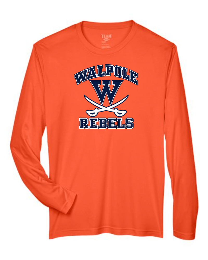 Walpole Rebels Football & Cheer Team 365 Men's Zone Performance Long Sleeve T-Shirt (Sport Orange)