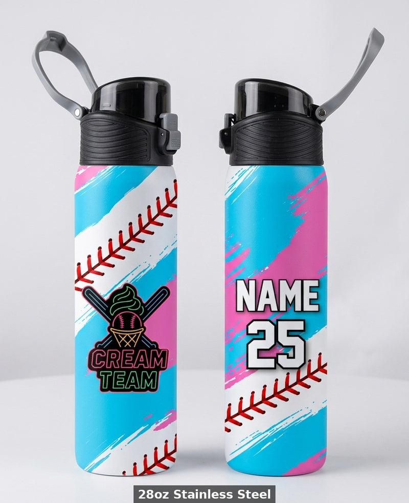 Cream Team Custom Water Bottle - Design 2