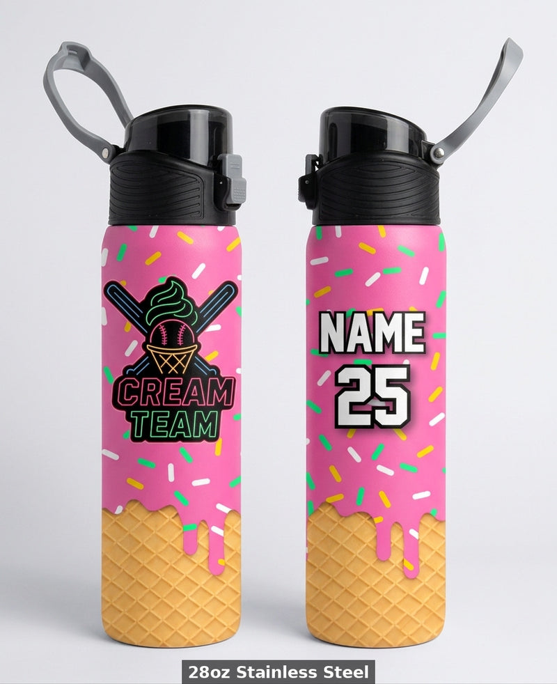 Cream Team Custom Water Bottle - Design 3