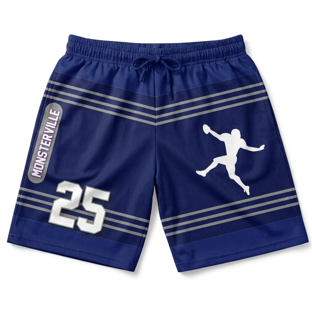 Monsterville Inc. Custom Athletic Shorts - Navy