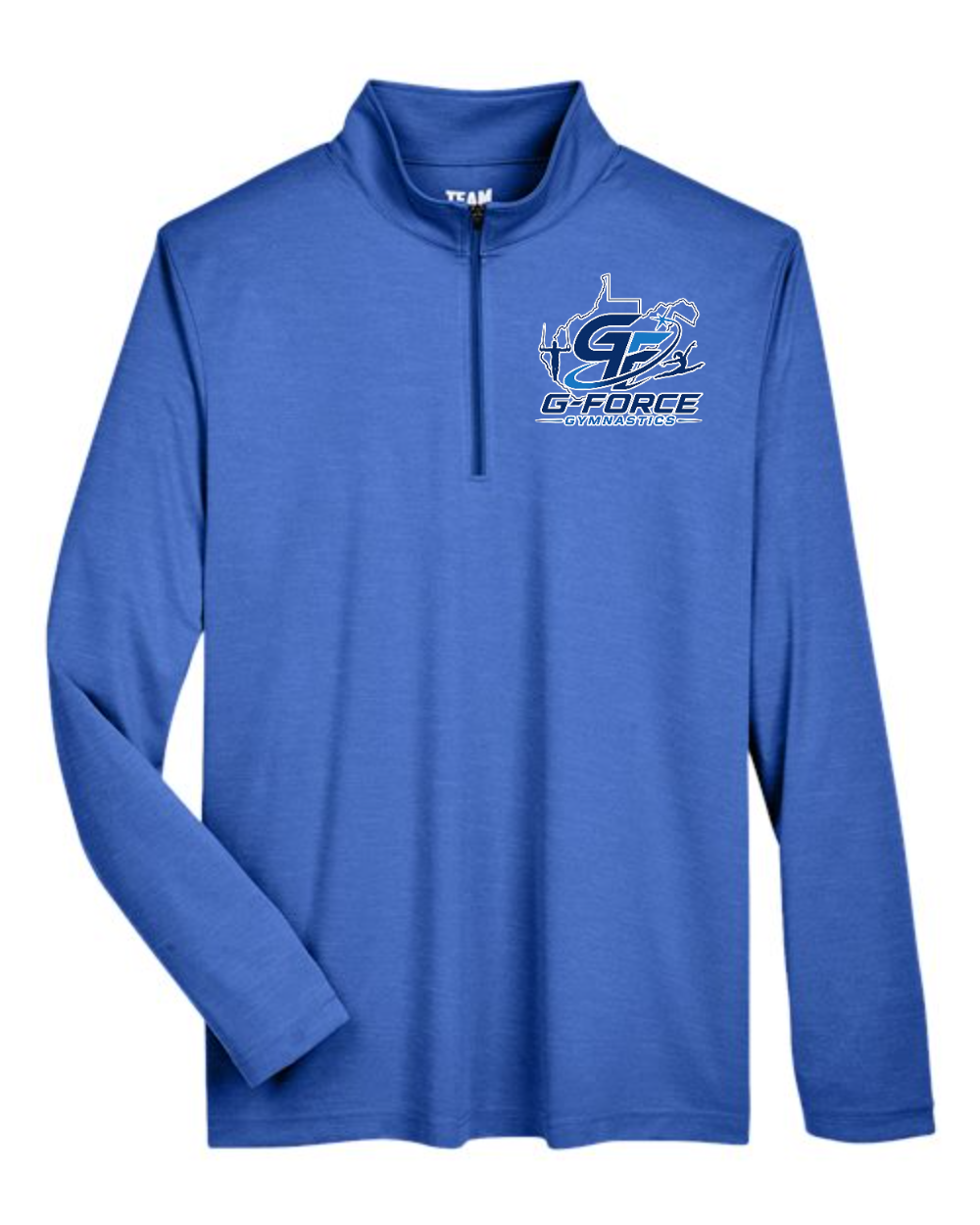 G-Force Gymnastics - Store Team 365 Men's Zone Sonic Heather Performance Quarter-Zip Pullover (Sport Royal Heather) - Design A