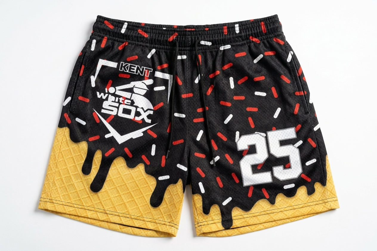 Kent White Sox Custom Athletic Shorts - Design 3