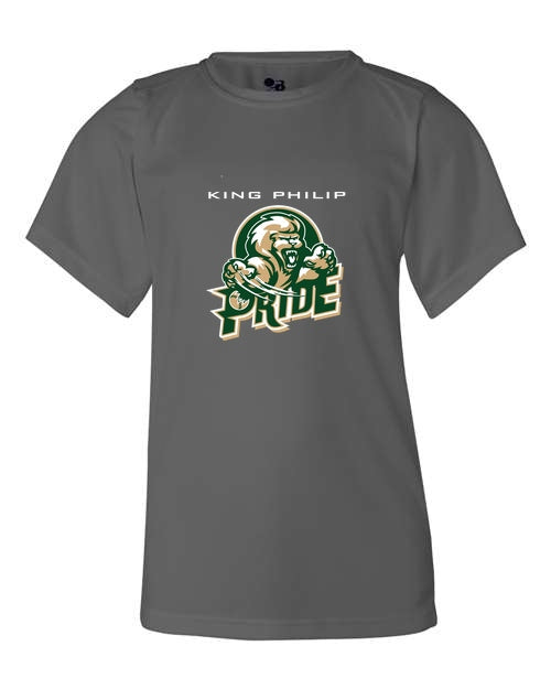 KP Pride Badger Girls Crew Neck Tee - Graphite