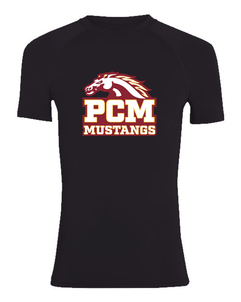 PCM Mustangs Augusta Sportswear 2600 Men's Hyperform Compression Raglan T-Shirt (Black)