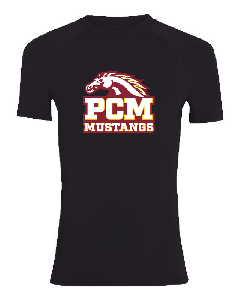 PCM Mustangs Augusta Sportswear 2601 Youth Hyperform Compression Raglan T-Shirt (Black)