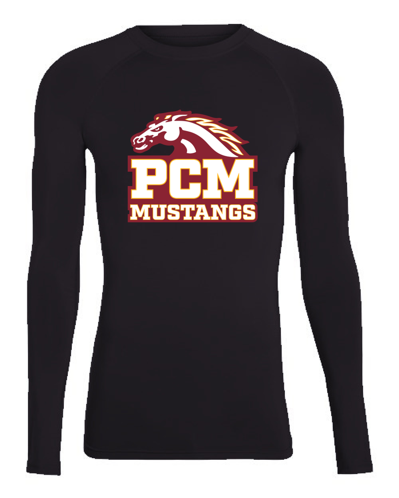 PCM Mustangs Augusta Sportswear 2604 Unisex Hyperform Compression Long Sleeve Shirt (Black)