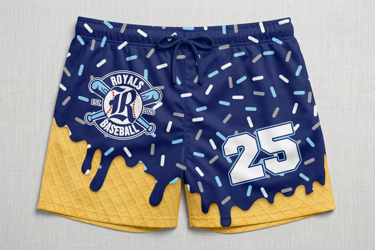 Royals Baseball Custom Swim Trunks