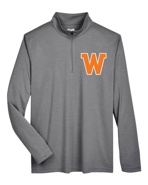 Walpole Little League Team 365 Men's Zone Sonic Heather Performance Quarter-Zip Pullover (Dark Grey Heather)