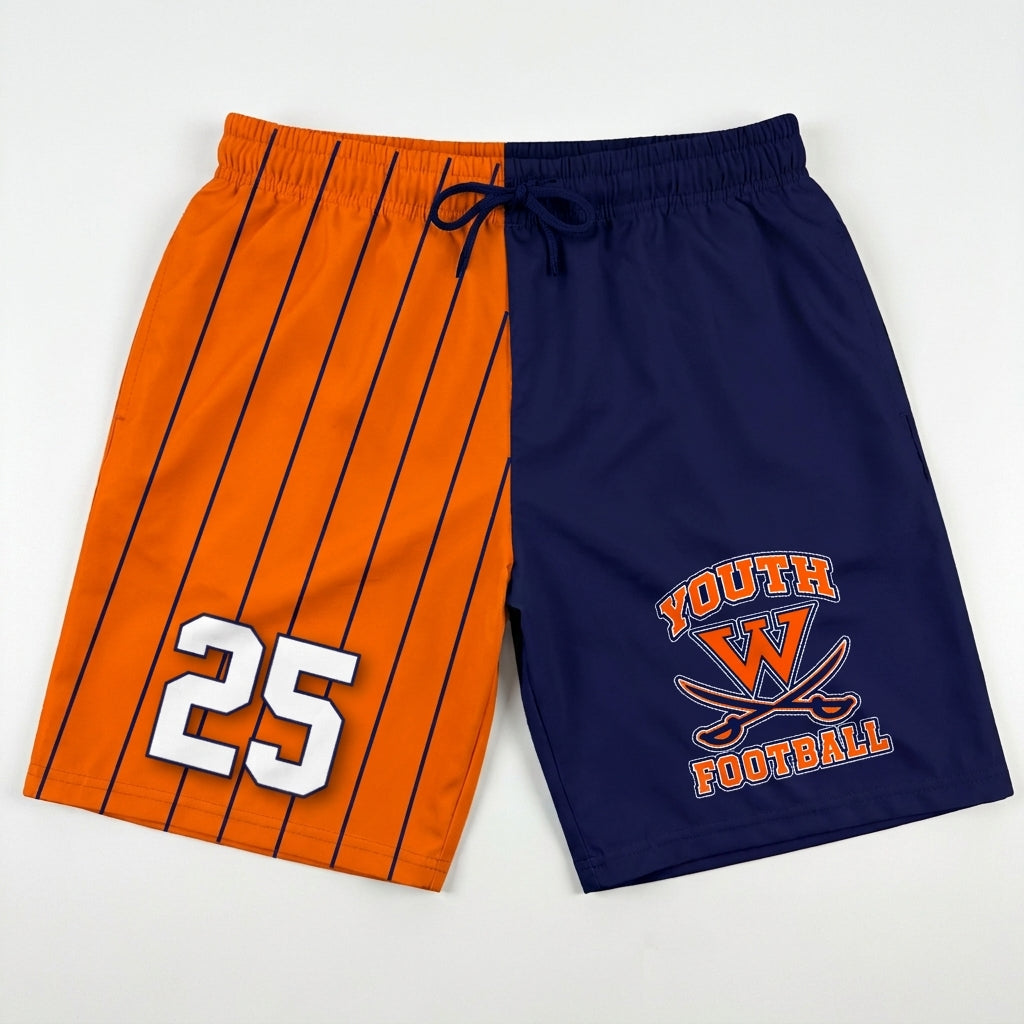 Walpole Rebels Football & Cheer Custom Athletic Shorts - Design 12