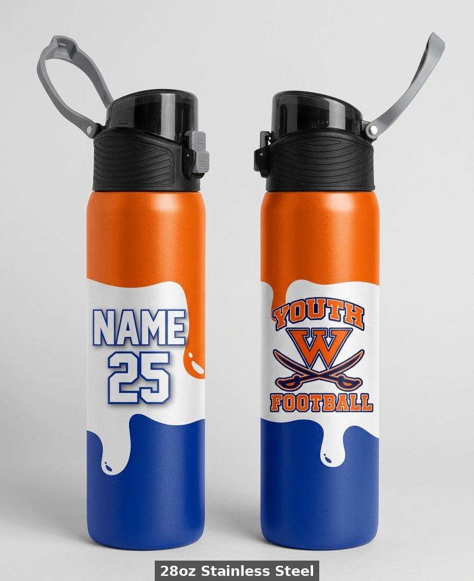Walpole Rebels Football & Cheer Custom Water Bottle - Design 7
