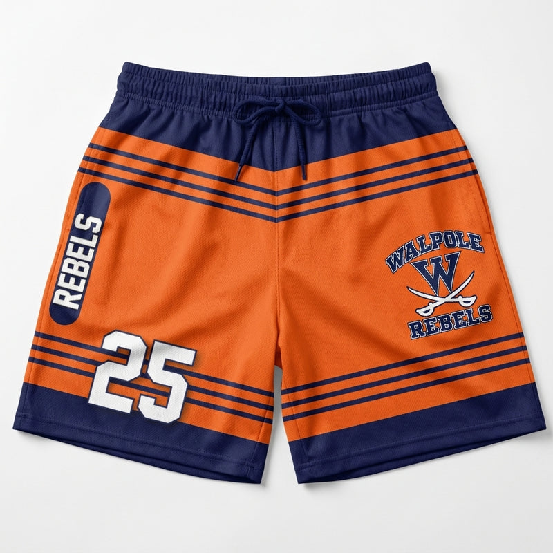 Walpole Rebels Football & Cheer Custom Athletic Shorts - Design 10