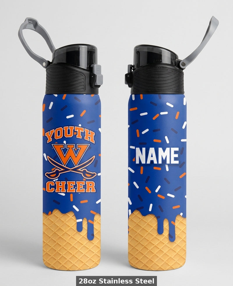 Walpole Rebels Football & Cheer Custom Water Bottle - Design 2