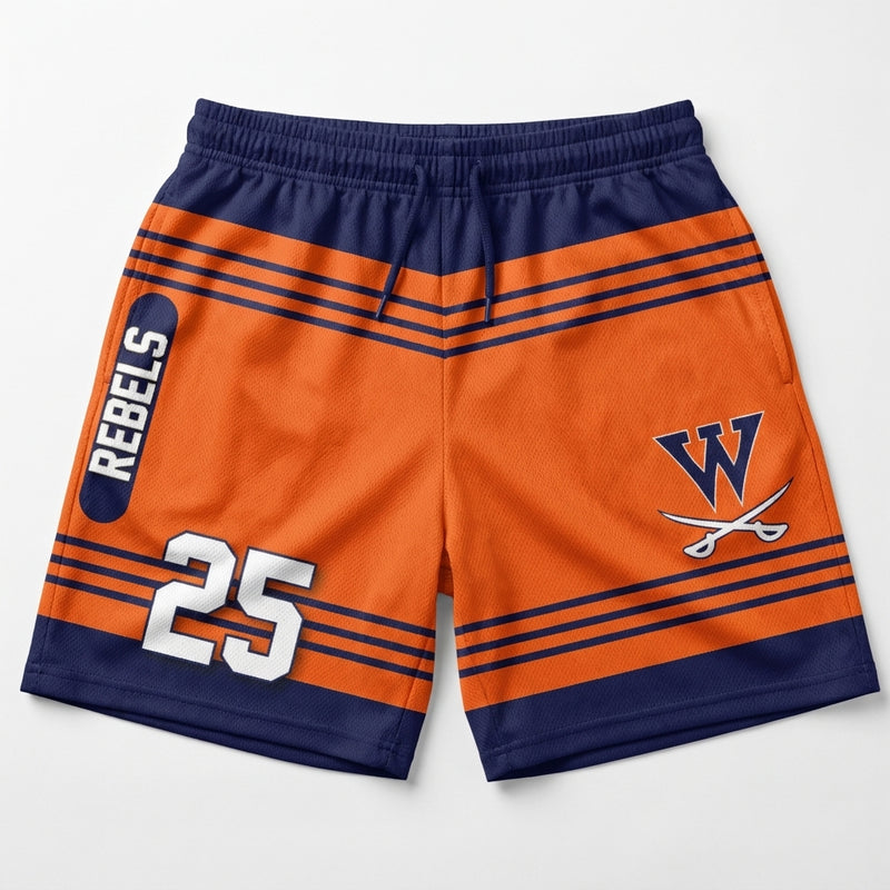 Walpole Rebels Football & Cheer Custom Athletic Shorts - Design 8