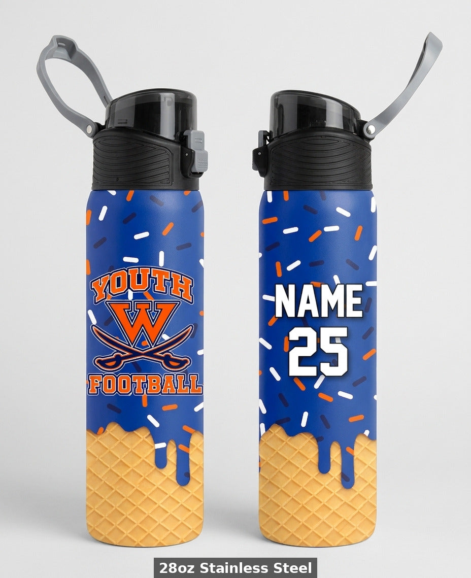 Walpole Rebels Football & Cheer Custom Water Bottle - Design 3