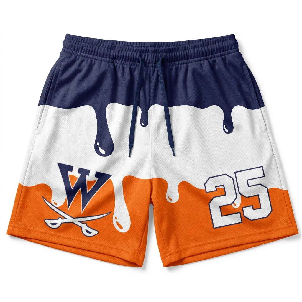 Walpole Rebels Football & Cheer Custom Athletic Shorts - Design 7