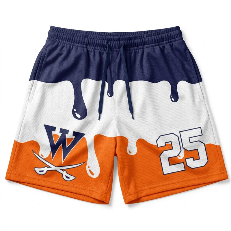 Walpole Rebels Football & Cheer Custom Athletic Shorts - Design 7