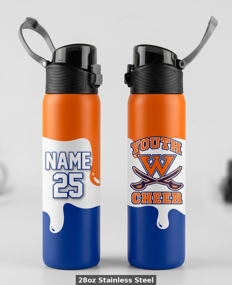 Walpole Rebels Football & Cheer Custom Water Bottle - Design 8