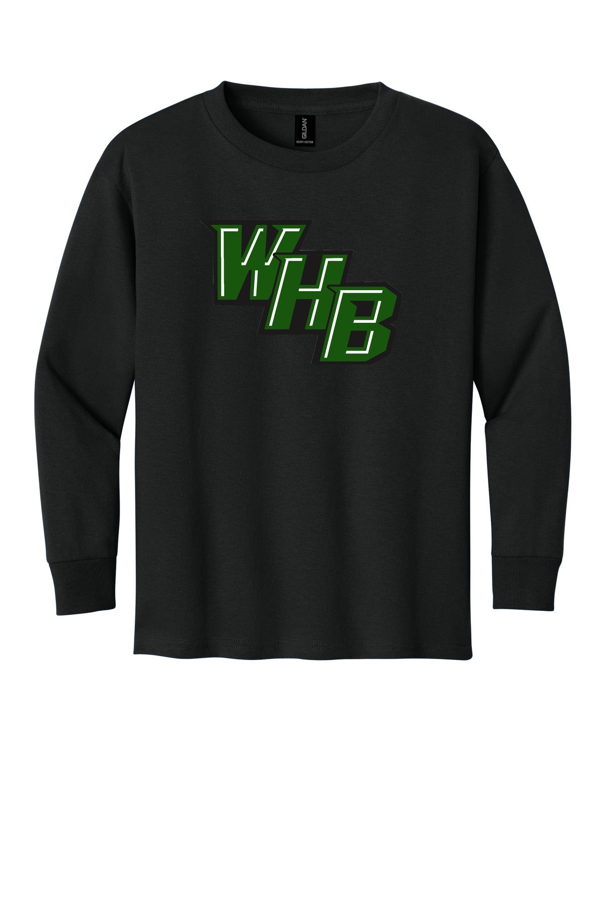 WHB Lacrosse Gildan Youth Heavy Cotton 100% Cotton Long Sleeve T-Shirt - Black