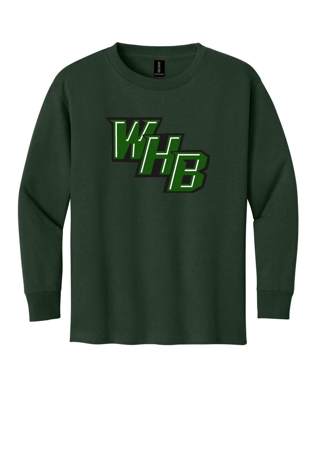 WHB Lacrosse Gildan Youth Heavy Cotton 100% Cotton Long Sleeve T-Shirt - Dark Green