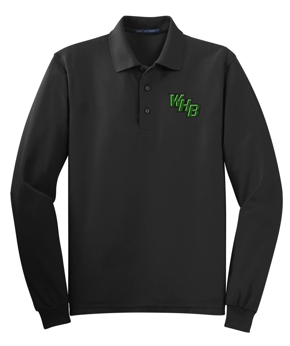 WHB Lacrosse Port Authority Port Authority Silk Touch Long Sleeve Polo - Black