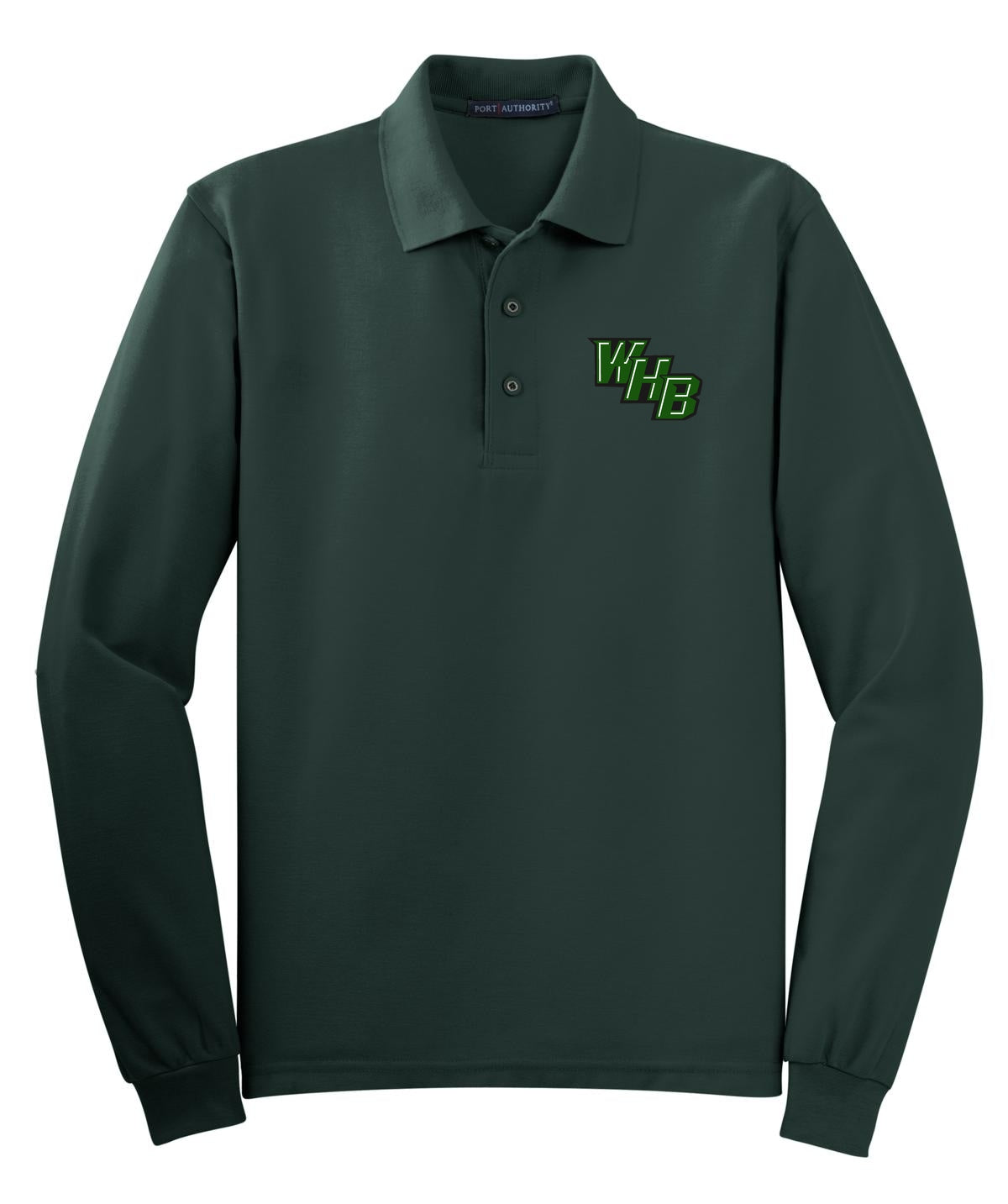 WHB Lacrosse Port Authority Port Authority Silk Touch Long Sleeve Polo - Dark Green
