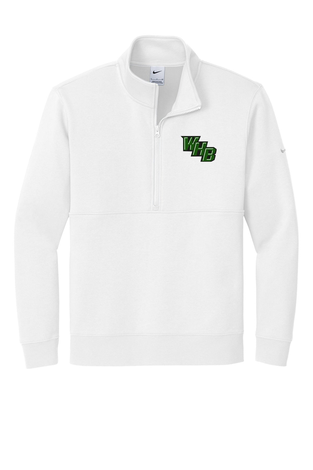 WHB Lacrosse Nike Club Fleece Sleeve Swoosh 1/2-Zip NKDX6718 - White
