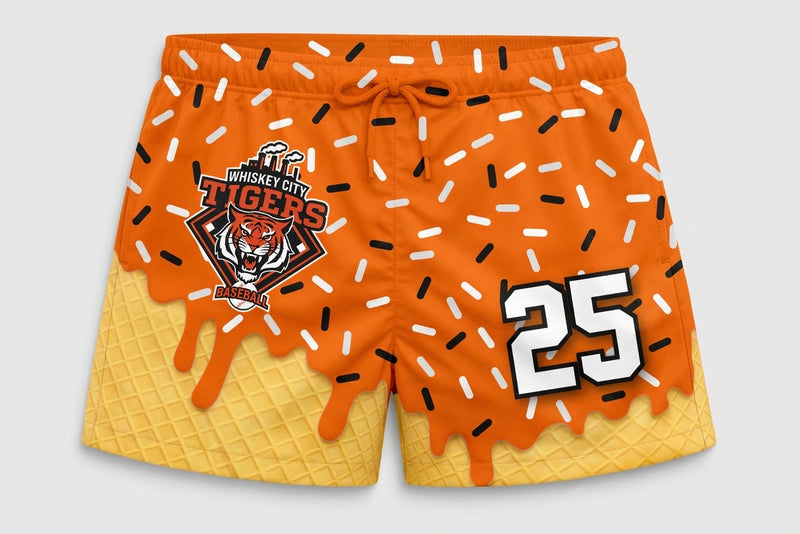Whiskey City Tiger Custom Swim Trunks